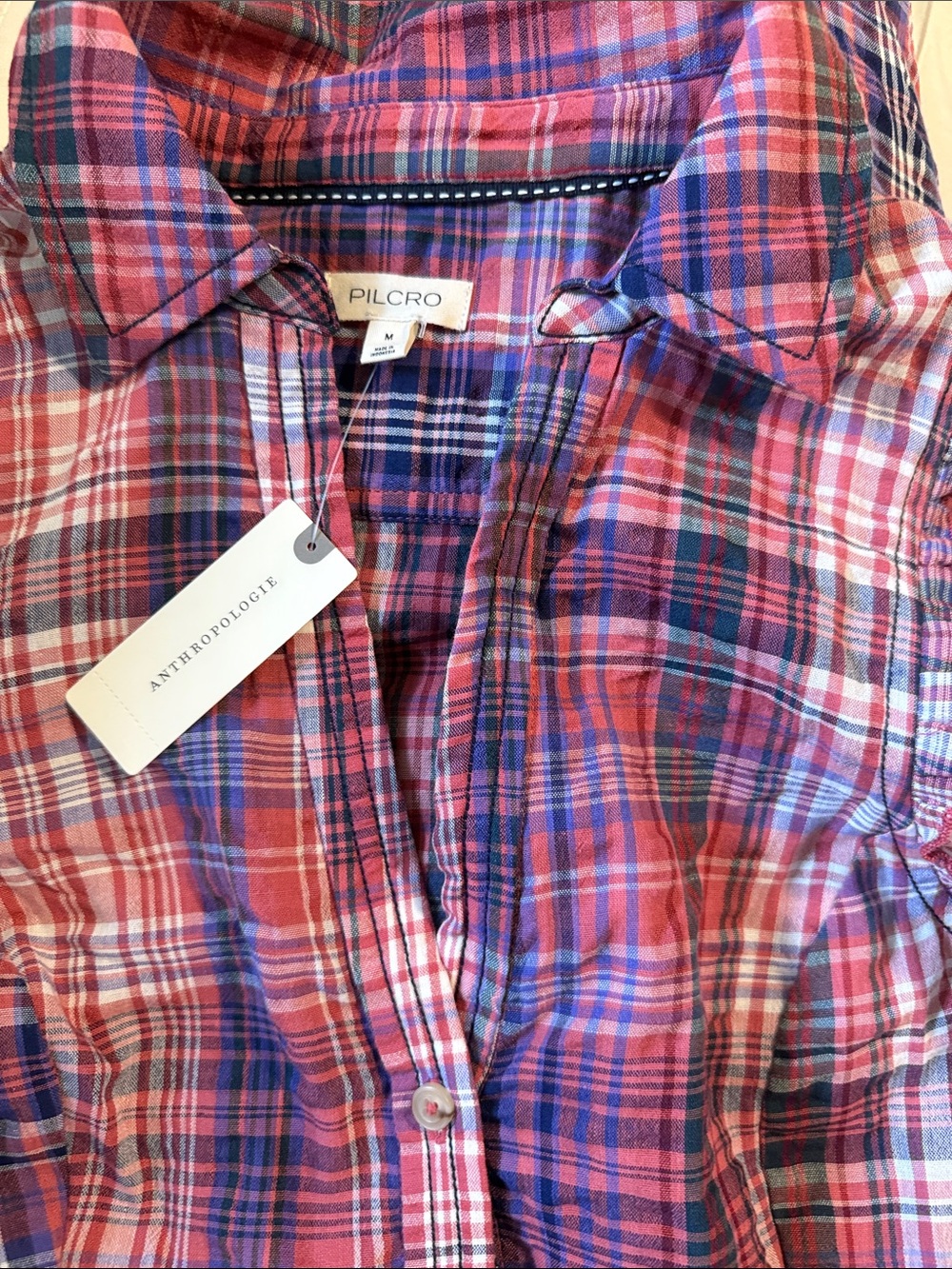 NWT Anthropologie Pilcro Button Front Plaid Maxi Dress Medium - Picture 6 of 6